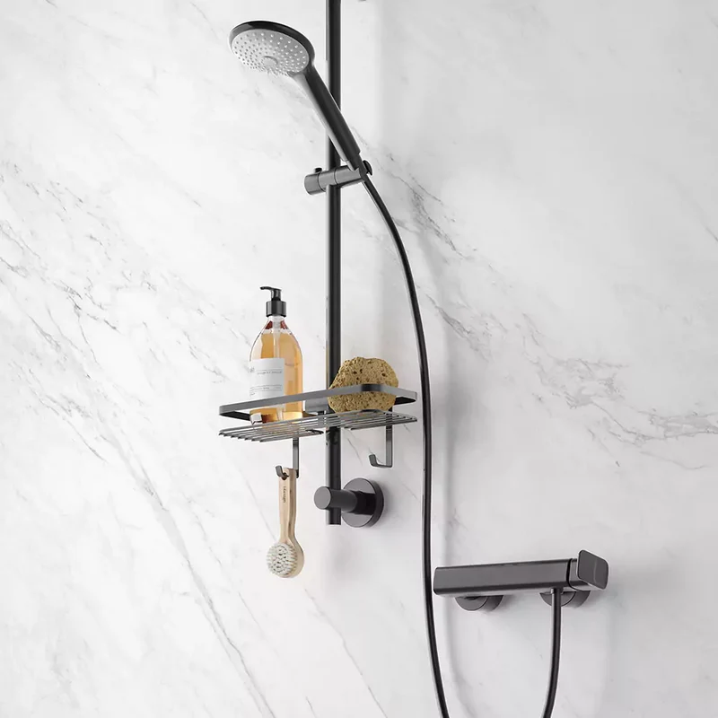 Duschablage für Duschstange schwarz Metaltex
