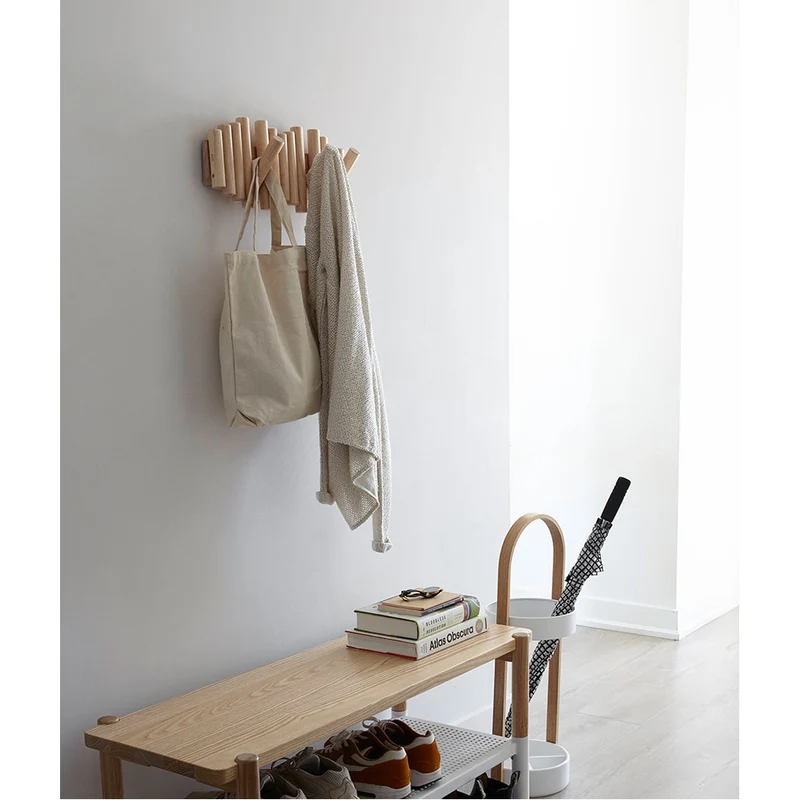 Wandgarderobe Holz klappbare Haken schwarz Umbra