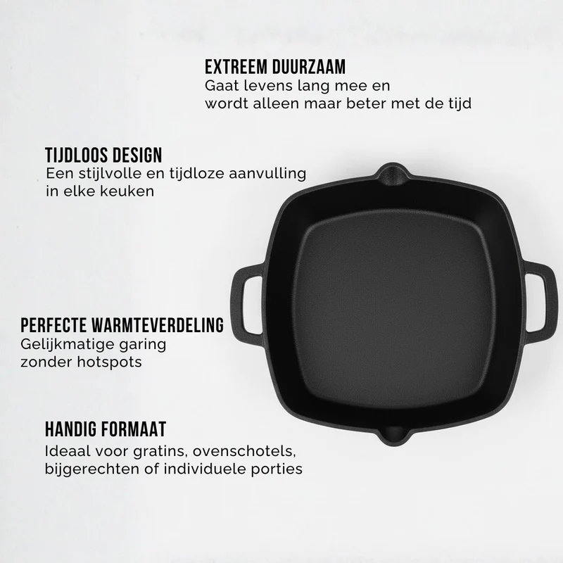 Blackwell Bräter Gusseisen - 25 x 25 cm / 2 Liter - ohne Antihaftbeschichtung