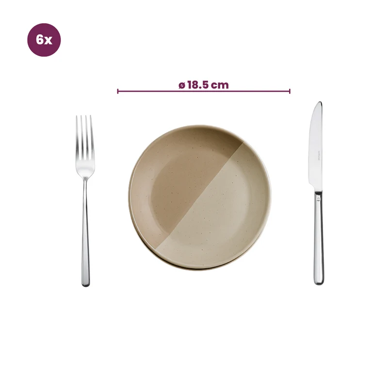 Cookinglife Frühstücksteller / Dessertteller Lehm ø 18,5 cm - 6 Stück