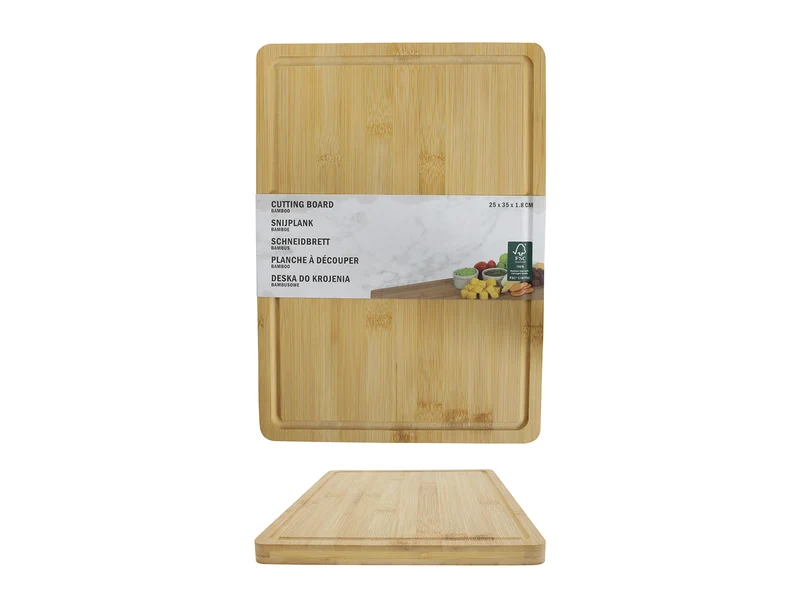 Cookinglife Schneidebrett mit Saftrille - Bambus - 25 x 35 x 1,8 cm