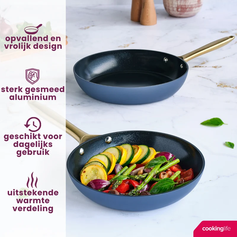 Cookinglife Bratpfannenset Style Blau Ø 24 und 28 cm – geeignet für alle Wärmequellen – keramische Antihaftbeschichtung