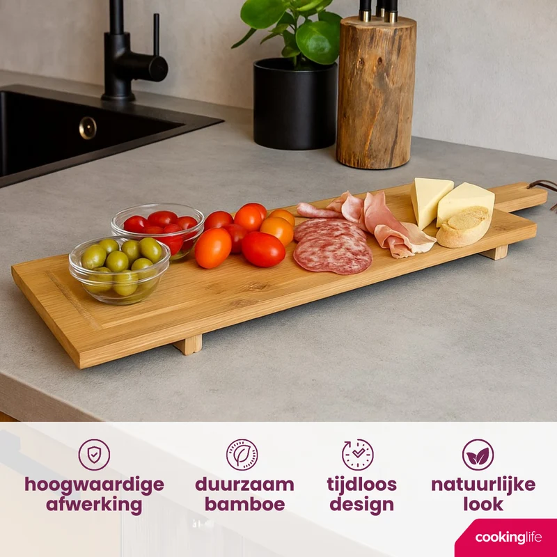 Cookinglife Servierbrett XL - Bambus - 88 x 26 cm