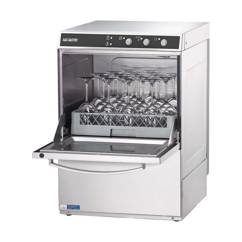 Gläserspülmaschine Universal inkl. Klarspülmittel- und Reinigerdosierpumpe und Ablaufpumpe – 230 V, 2,77 kW – 465x565x720 mm