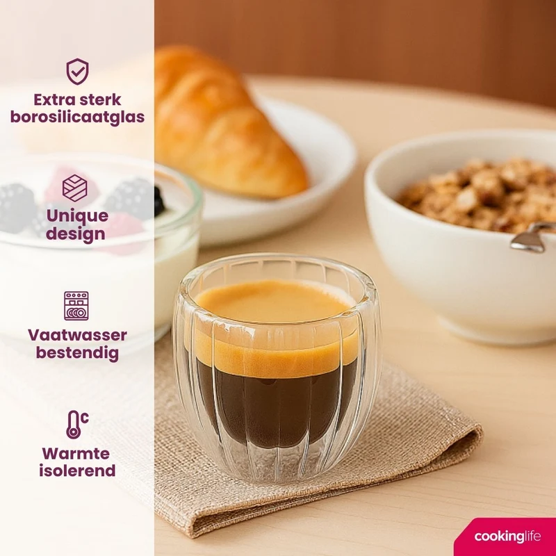 Cookinglife Doppelwandige Espressogläser Pumpkin 80 ml - 2 Stück