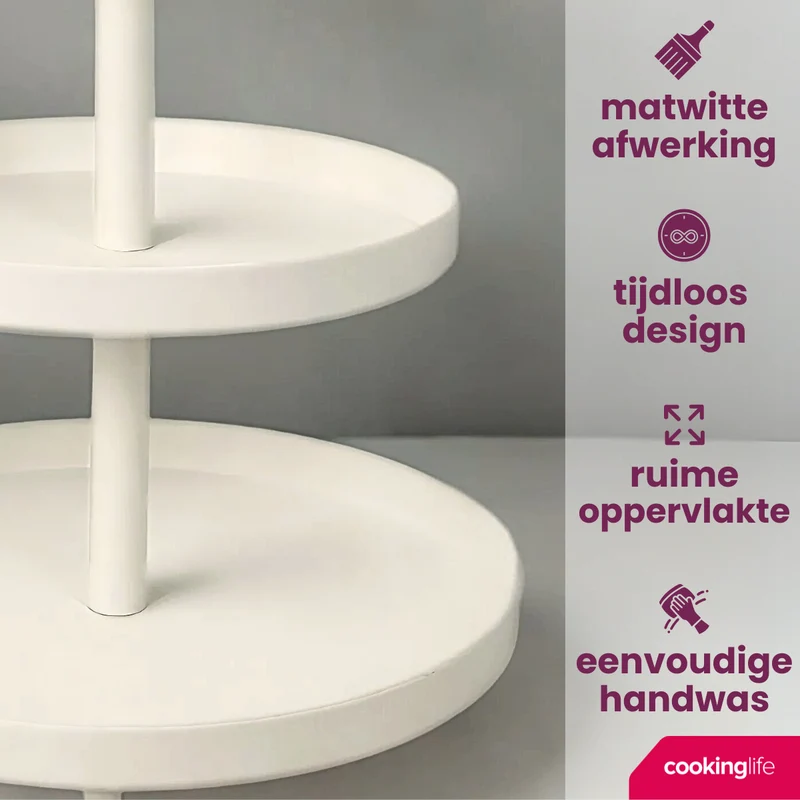 Cookinglife Metall Etagere creme ø 20, 25 & 30 cm - 3-stöckig - 55 cm hoch