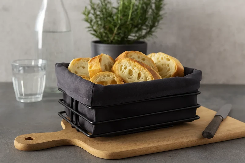 Cookinglife Brotkorb Schwarz Metall 23 x 22 x 12 cm