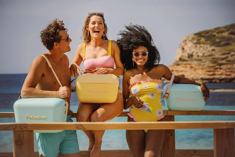 Polarbox Kühlbox mit Schultergurt - Marineblau Senf - 20 Liter