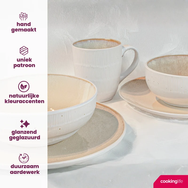 Cookinglife Frühstücksteller / Dessertteller Nola Sand ø 21 cm - 6 Stück