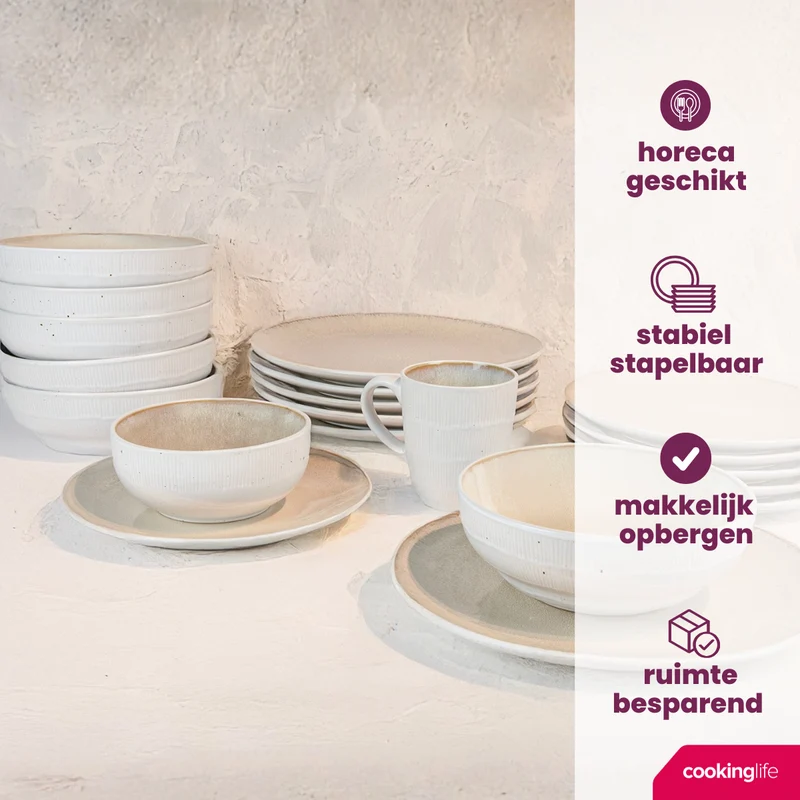 Cookinglife Frühstücksteller / Dessertteller Nola Sand ø 21 cm - 6 Stück