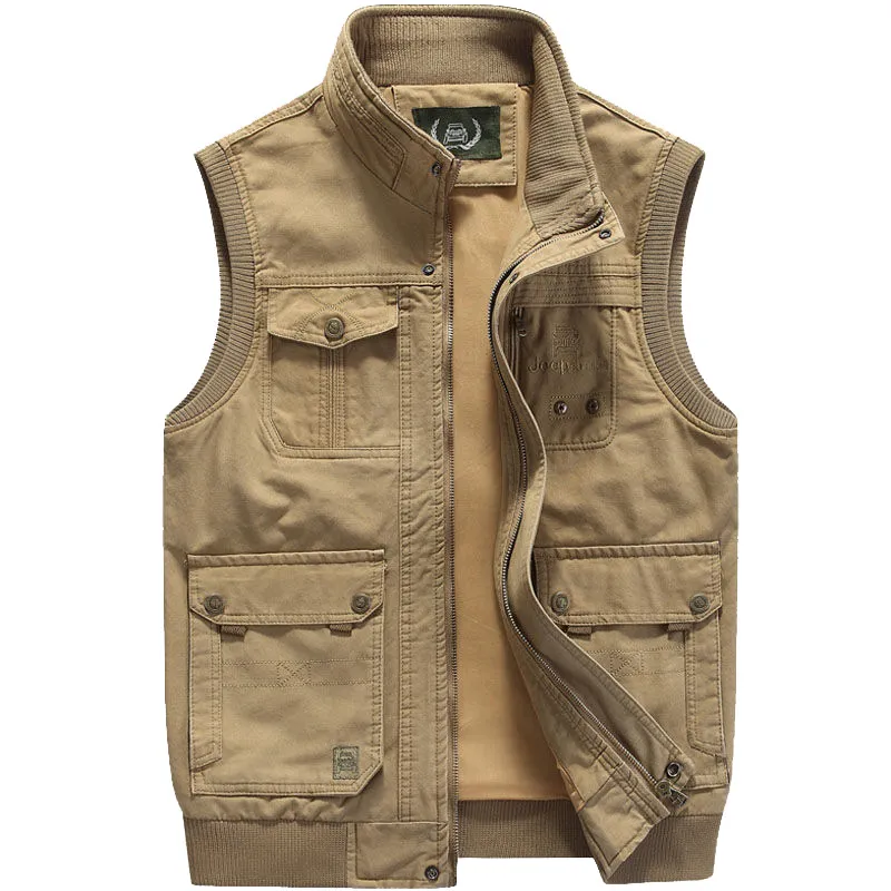 Vintage multi-pocket gilet voor mannen | Mouwloos