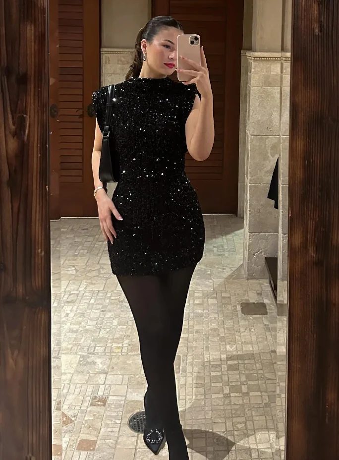 Vrouwen Paillettenjurk | Mini
