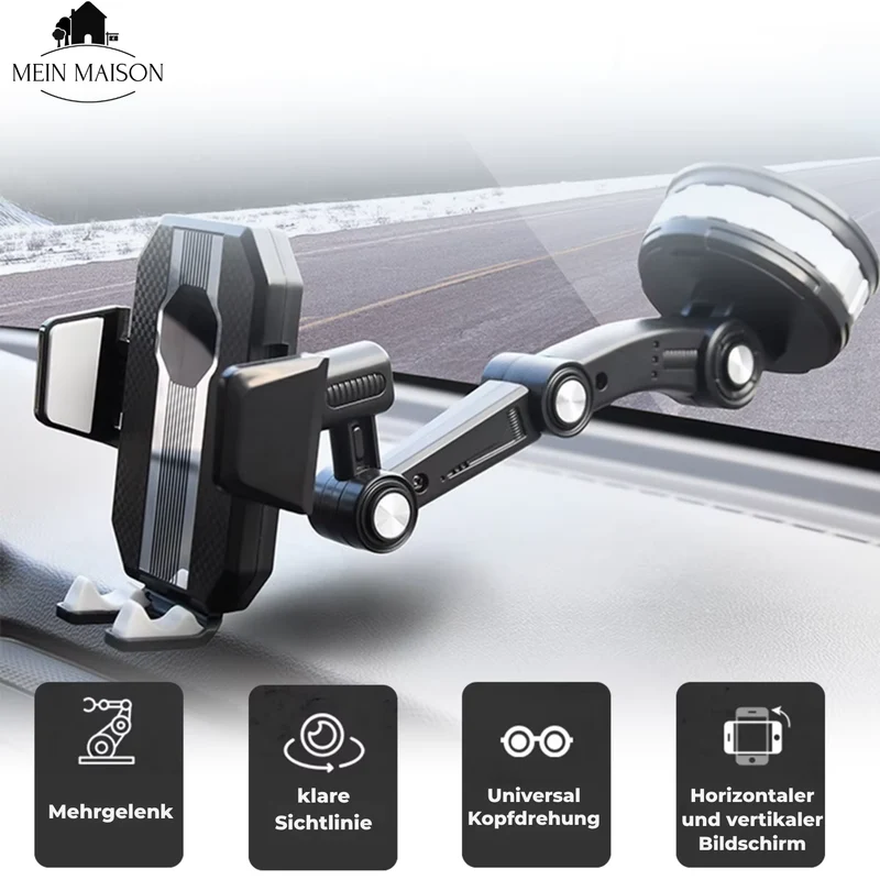 Handyhouder Auto GripTech | Sterke Zuignap Hechting | 360° Rotatie | Eenvoudige bediening met één hand