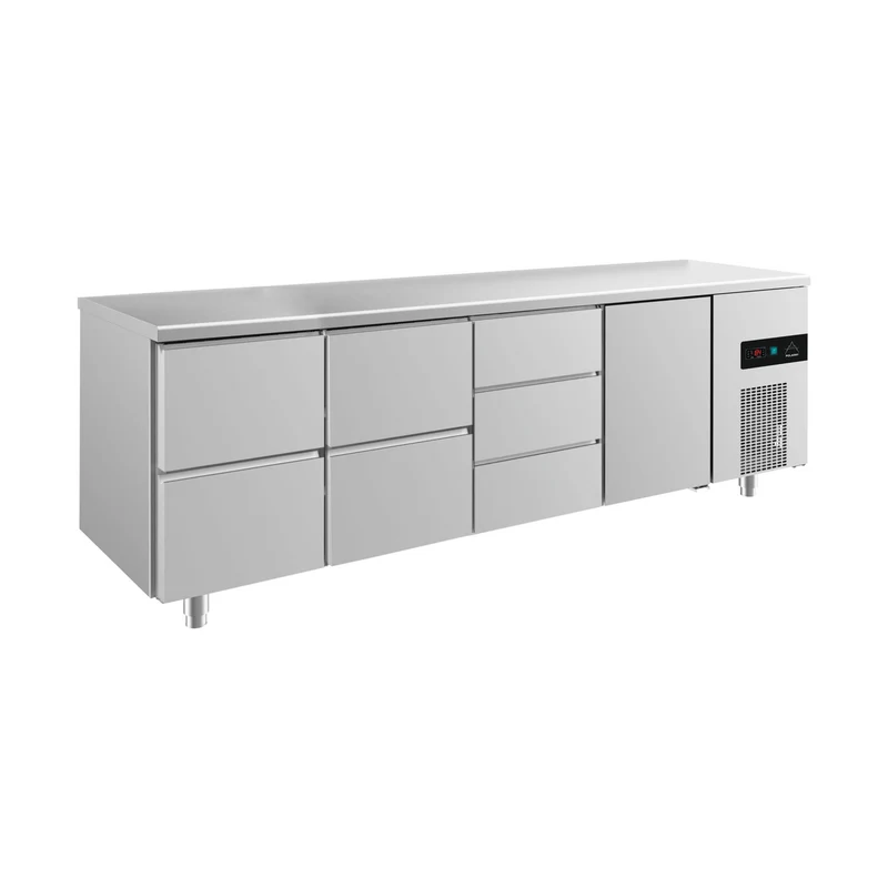 Kühltisch -2 bis +8°C 2330x700x850mm mit 1x Tür und 3x zwei Schubladen – Art.-Nr. KT4ZZDT