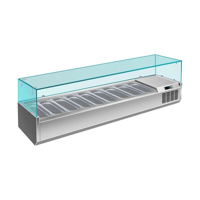 Pizzakühlaufsatz mit Glasaufsatz 9x 1/3 GN – 2000x335x460 mm