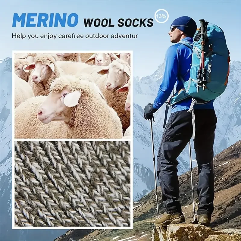 Merino-wol sokken AlpTherm | 5 Paar | Extra Dik & Warm | Voor Wandelen & Winter | Unisex 38–46