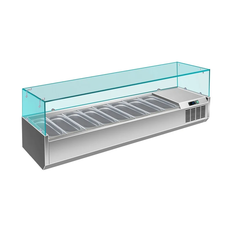 Pizzakühlaufsatz mit Glasaufsatz 8x 1/3 GN – 1800x335x460 mm
