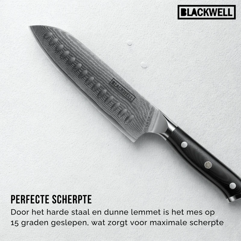Blackwell Messerset (Santokumesser + Gemüsemesser / Nakirimesser) – Japanischer Stil – 67 Lagen Damaszenerstahl – VG10 – 2-teilig