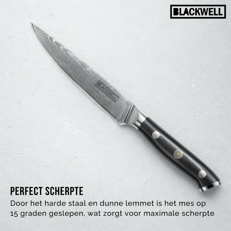 Blackwell Messerset (Kochmesser + Schälmesser) – Japanischer Stil – 67 Lagen Damaszenerstahl – VG10 – 2-teilig
