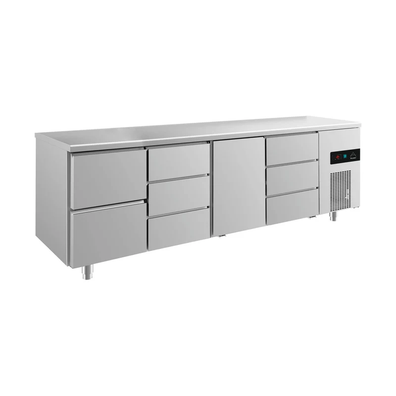 Kühltisch -2 bis +8°C 2330x700x850mm mit 1x Tür, 1x zwei Schubladen und 2x drei Schubladen