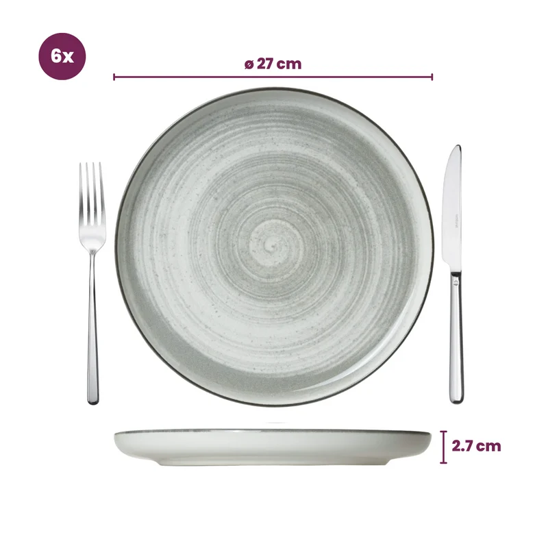 Cosy & Trendy Speiseteller Baltic Grey ø 27 cm - 6 stuks