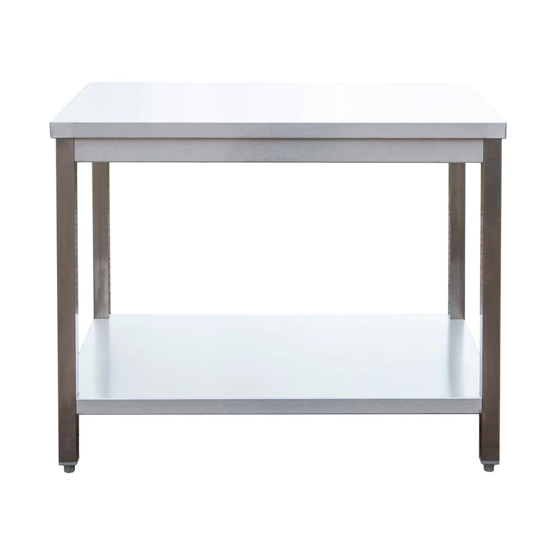 Edelstahl Arbeitstisch verschweißt – Bautiefe 600mm – mit Grundboden – AISI 304 – Breite 2800 mm