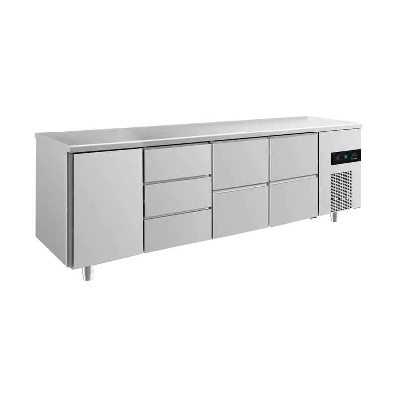 Kühltisch -2 bis +8°C 2330x700x850mm mit 1x Tür, 2x zwei Schubladen und 1x 3 Schubladen – Art.-Nr. KT4TDZZ