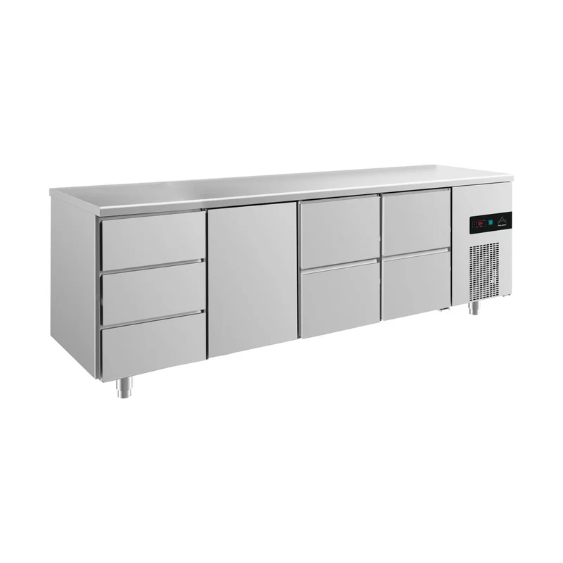 Kühltisch -2 bis +8°C 2330x700x850mm mit 1x Tür, 2x zwei Schubladen und 1x 3 Schubladen – Art.-Nr. KT4DTZZ