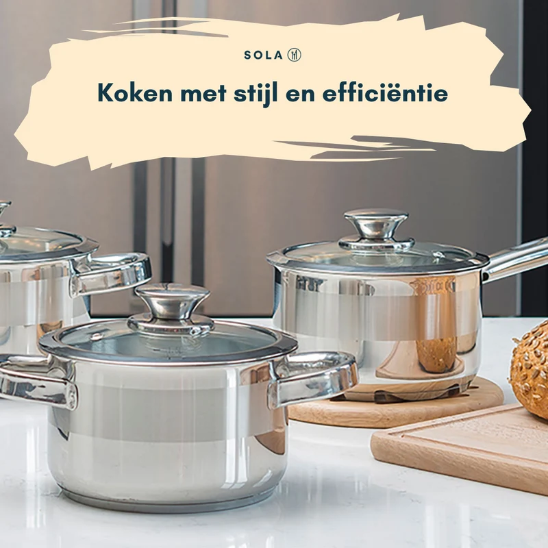 Sola Furore Topfset – Edelstahl – Stieltopf ø 16, 18, 20 cm & Stielkasserolle ø 16 cm – Induktionsgeeignet – 4-teilig