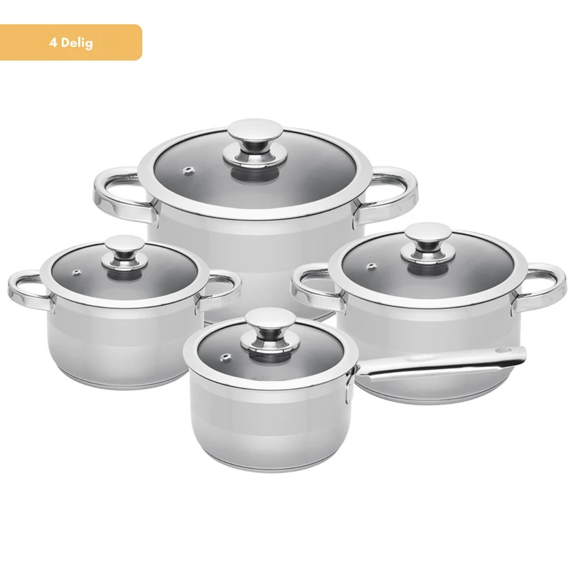 Sola Furore Topfset – Edelstahl – Stieltopf ø 16, 18, 20 cm & Stielkasserolle ø 16 cm – Induktionsgeeignet – 4-teilig