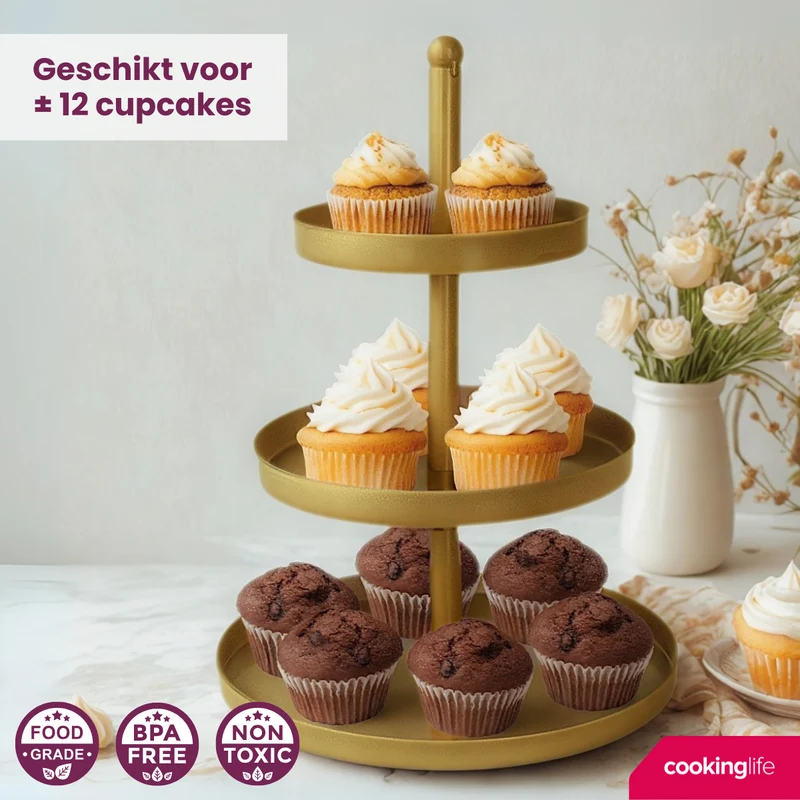 Cookinglife Etagere Metall / Gold - ø 15, 20 & 25 cm - 3 Ebenen