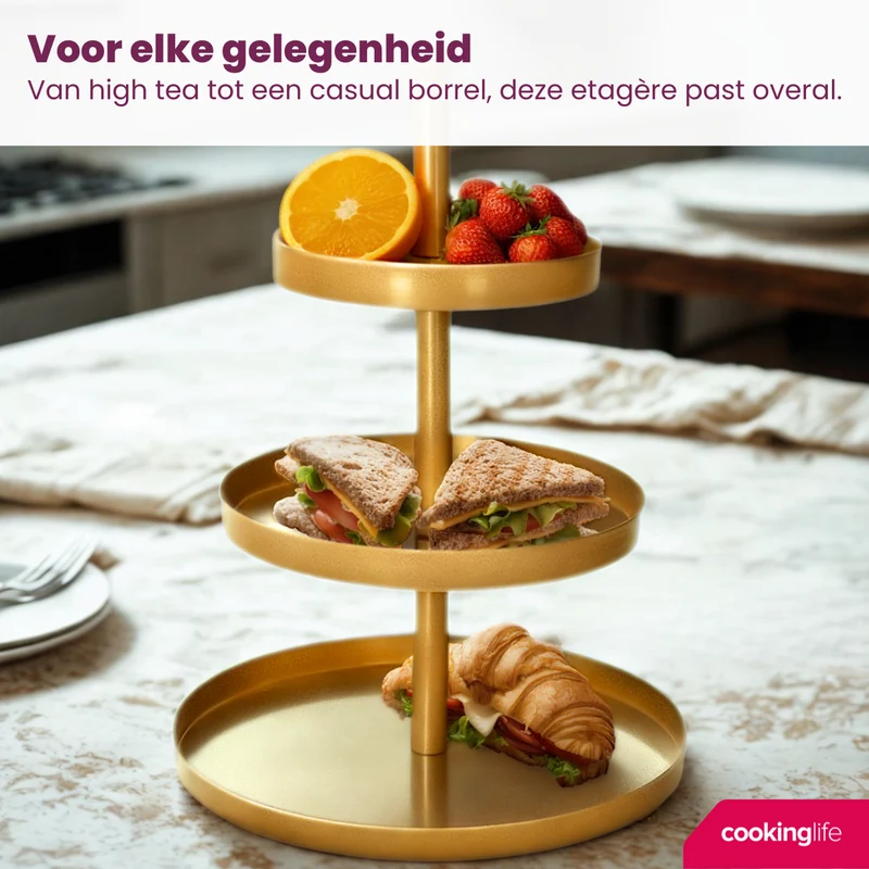 Cookinglife Etagere Metall / Gold - ø 15, 20 & 25 cm - 3 Ebenen