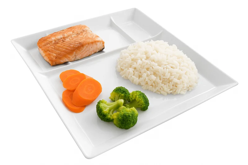 Cookinglife Fondueteller / Gourmetteller / Grillteller – 5 Fächer – Weiß – 24 x 24 cm – 4 Stück