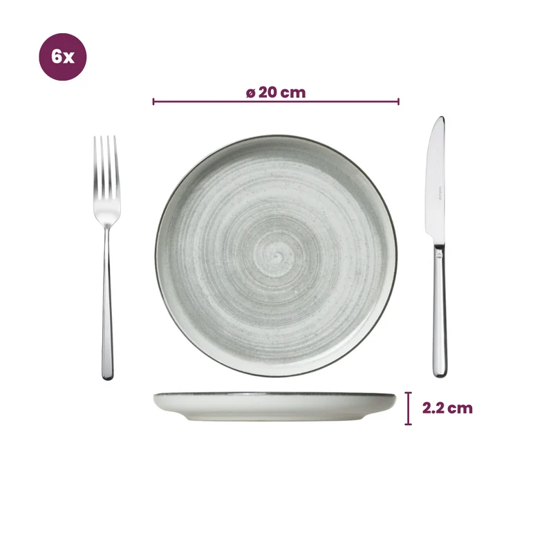 Cosy & Trendy Frühstücksteller Baltic Grey ø 20 cm - 6 Stück