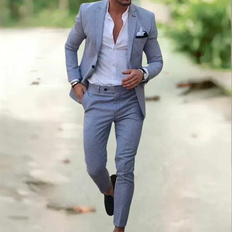 Lichte Heren Linnen Pak – 2-delig, Slim Fit, ideaal voor de zomer, bruiloft & zaken