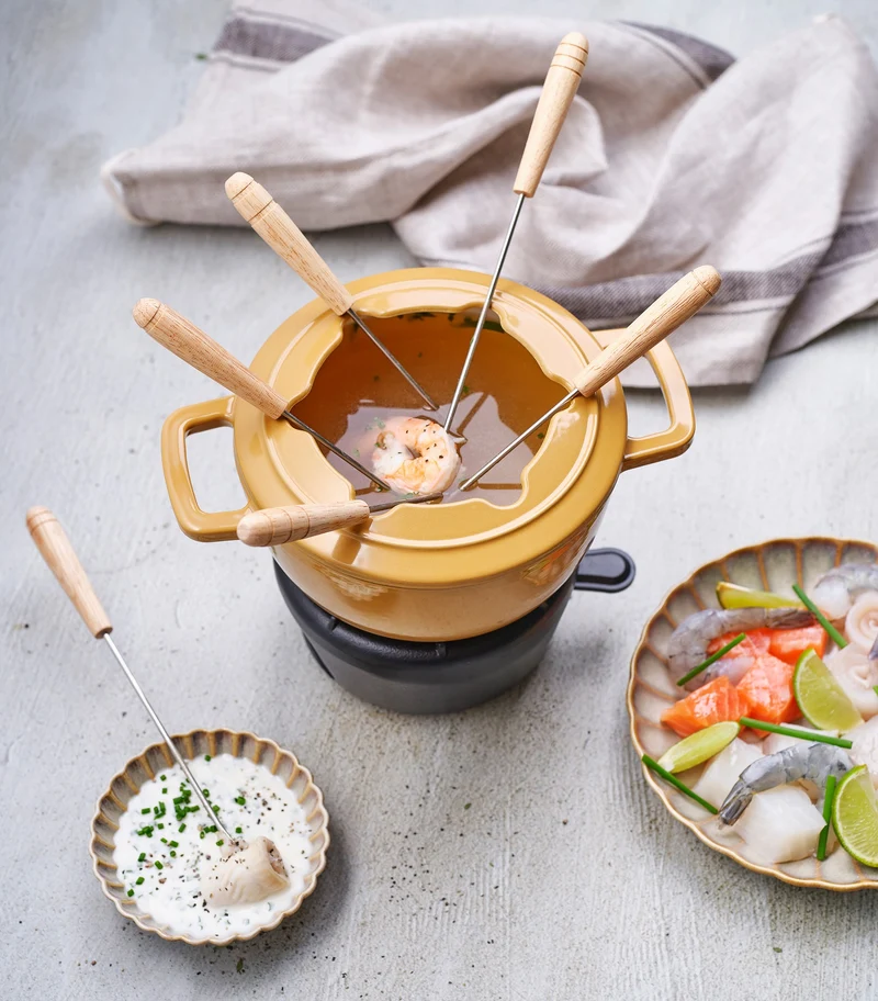Cosy & Trendy Fondue-Set Fontestic Gusseisen Amber Gold - Ø 18 cm