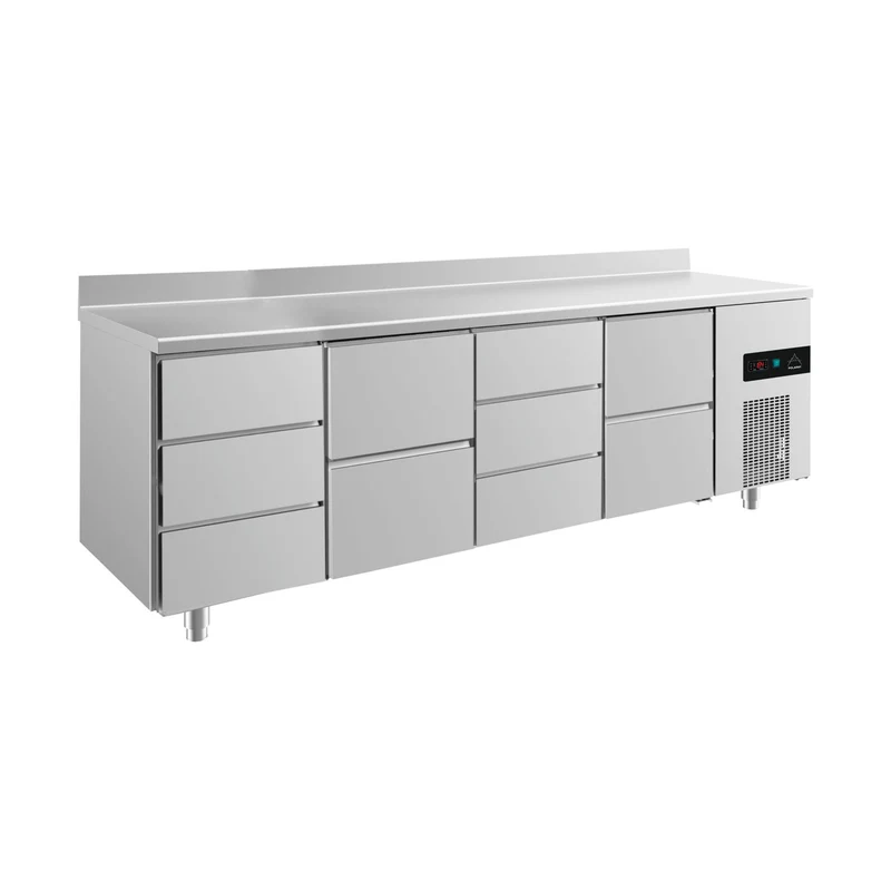 Kühltisch -2 bis +8°C 2330x700x850mm mit 2x zwei Schubladen und 2x drei Schubladen u. Aufkantung – Art.-Nr. KT4DZDZA