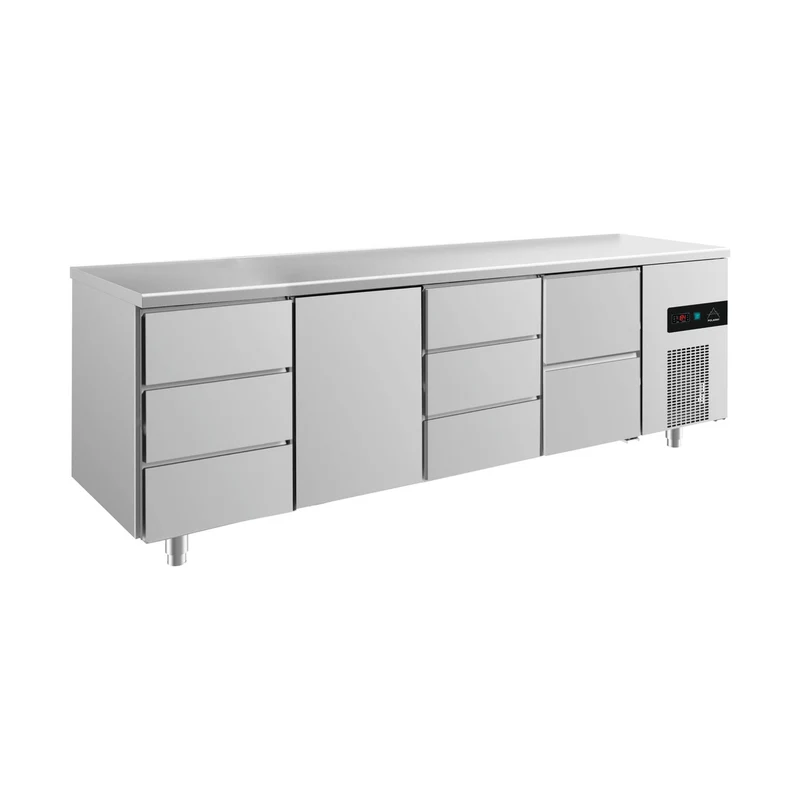 Kühltisch -2 bis +8°C 2330x700x850mm mit 1x Tür, 1x zwei Schubladen und 2x 3 Schubladen – Art.-Nr. KT4DTDZ