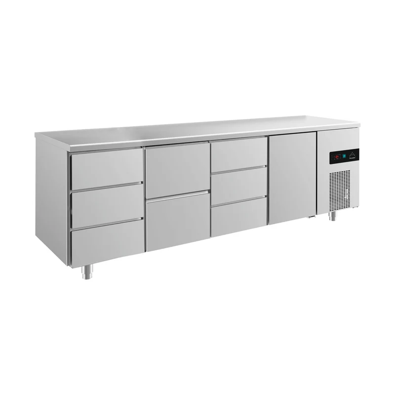 Kühltisch -2 bis +8°C 2330x700x850mm mit 1x Tür, 1x zwei Schubladen und 2x 3 Schubladen – Art.-Nr. KT4DZDT
