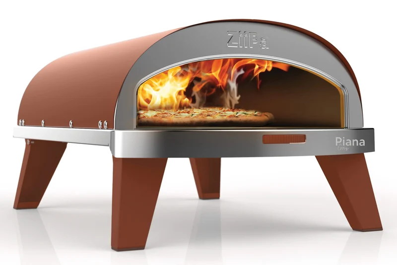 ZiiPa Pizzaofen Piana – Gasmodell – mit Thermometer – Terrakotta – für ø 30 cm Pizzen – Rotierender Pizzastein