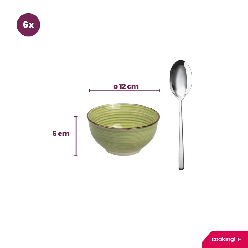 Cookinglife Kleine Schalen Delice Grün ø 12 cm - 6 Stück