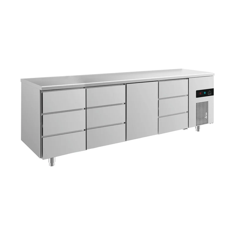 Kühltisch -2 bis +8°C 2330x700x850mm mit 1x Tür und 3x drei Schubladen – Art.-Nr. KT4DDTD