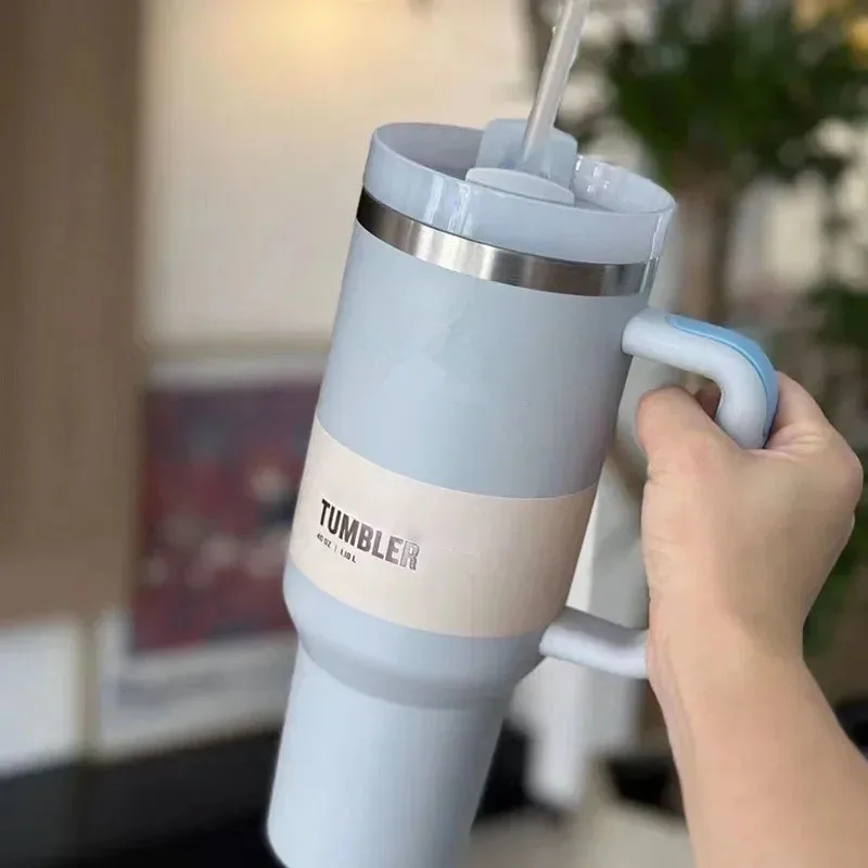 Isolatie RVS Reisbeker 40oz Met Handvat Levenslange Deksel En Rietje
