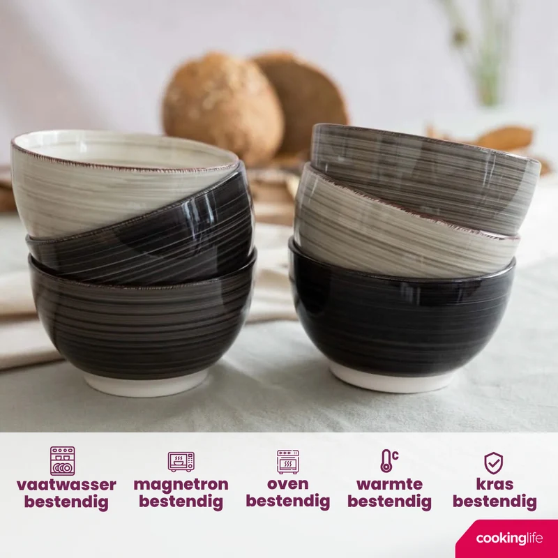 Cookinglife Kleine Schalen Delice Grau ø 12 cm - 6 Stück