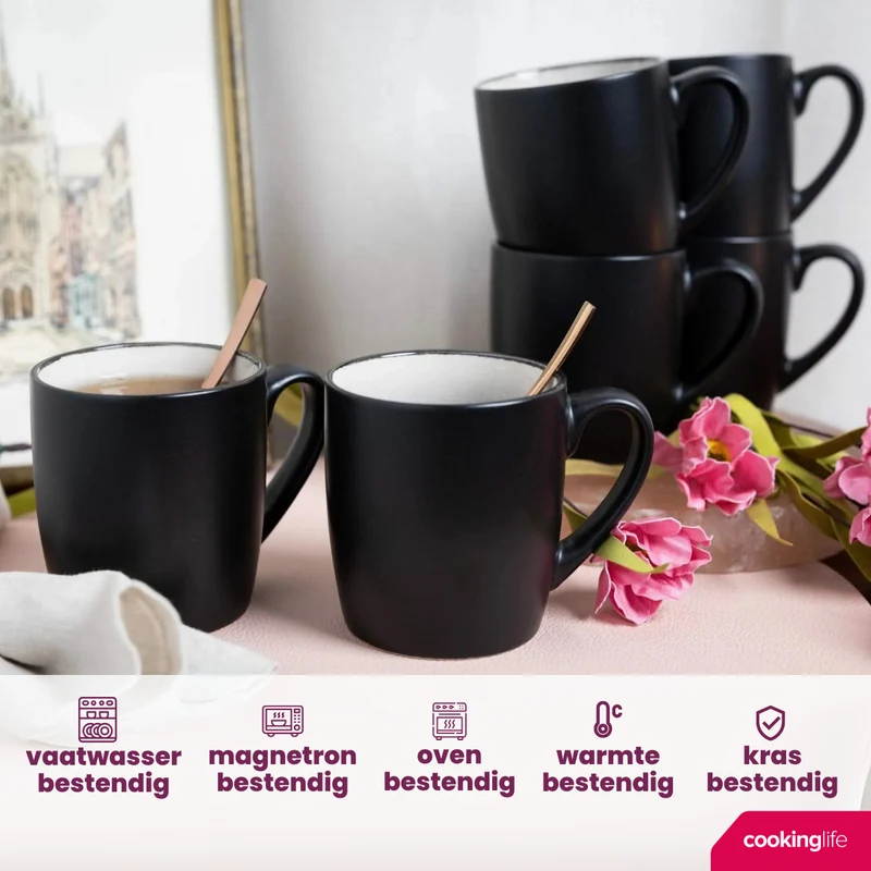 Cookinglife Tassen Nola Warm Grey - 350 ml - 6 Stück