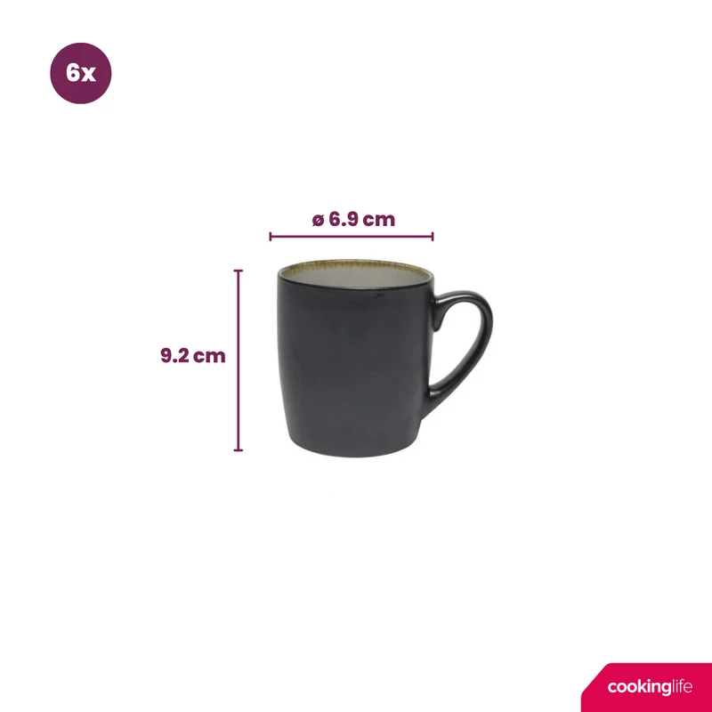 Cookinglife Tassen Nola Warm Grey - 350 ml - 6 Stück