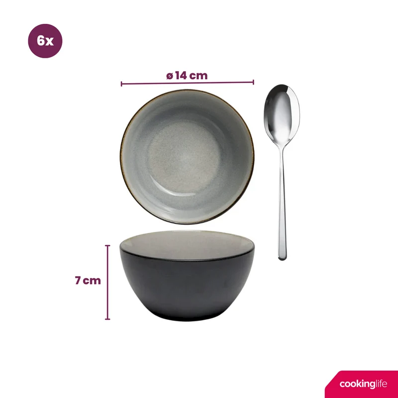 Cookinglife Suppenschalen / Schalen Nola Warm Grey ø 14 cm - 6 Stück