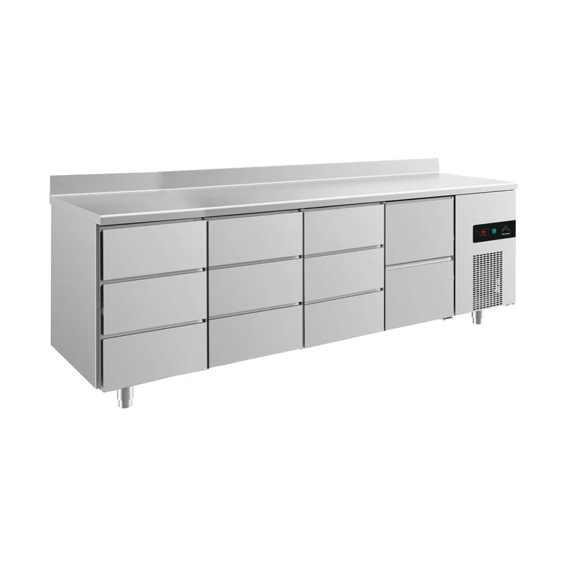 Kühltisch -2 bis +8°C 2330x700x850mm mit 1x zwei Schubladen und 3x drei Schubladen u. Aufkantung – Art.-Nr. KT4DDDZA