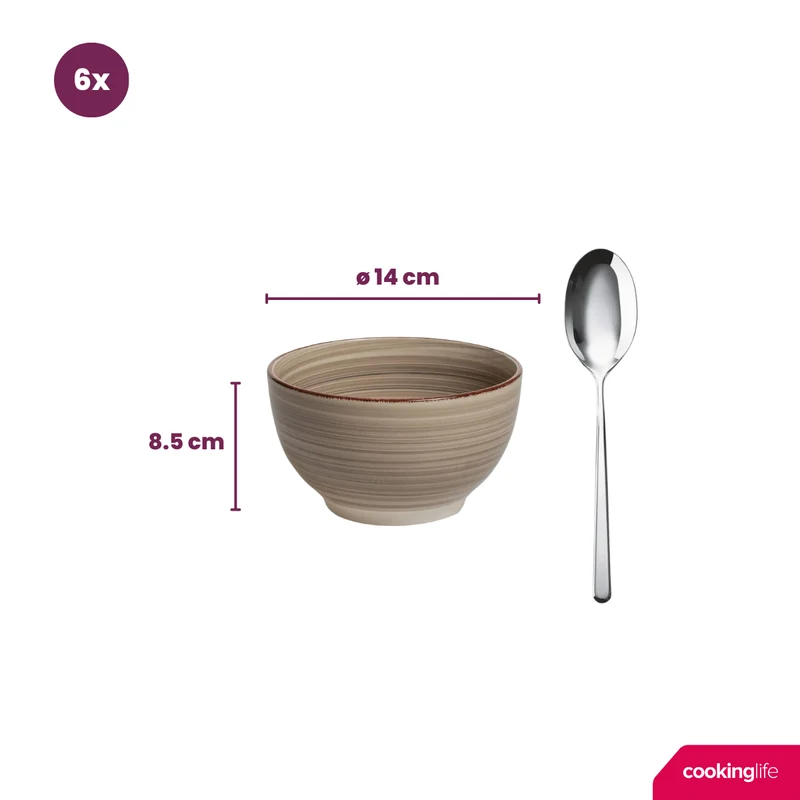 Cookinglife Suppenschalen / Schalen Delice Grau ø 14 cm - 6 Stück