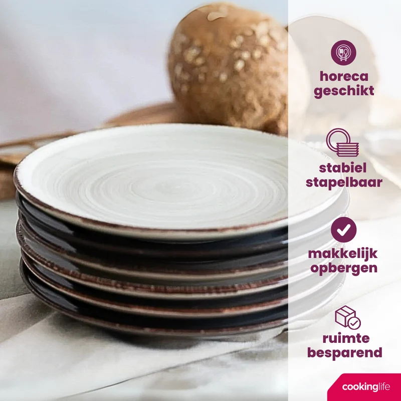Cookinglife Frühstücksteller / Dessertteller Delice Grau ø 19 cm - 6 Stück